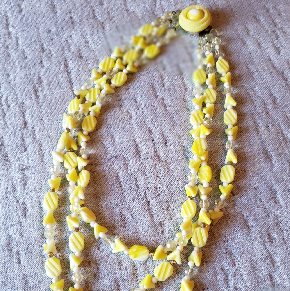 Antique Yellow Multi-Strand Necklace
